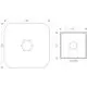 Schematics of a square base with rounded corners, featuring a central connection point, typically used for AXOR kitchen or bathroom fixtures. Maße sind nicht angegeben.